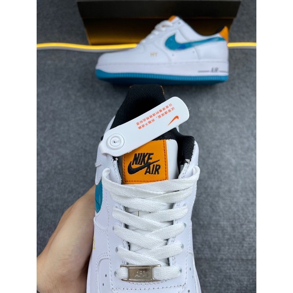 GIÀY AF1 LOW TRẮNG XANH GÓT CAM DA THẬT LAI AU