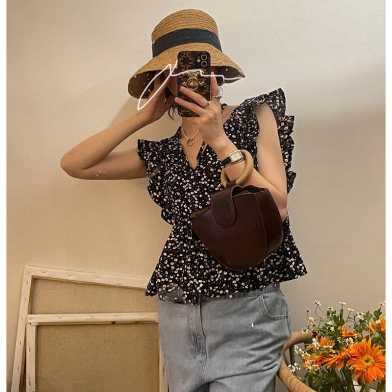 Áo Sơ Mi Hoa Không Tay Thời Trang Hàn Quốc Xinh Xắn