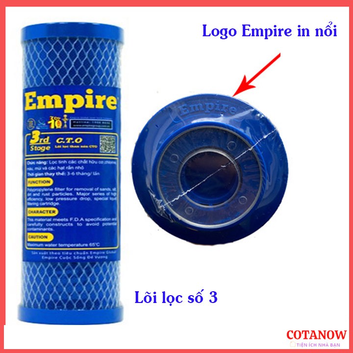 Lõi Lọc Nước số 2 3 Cao Cấp Empire, Dùng cho tất các các loại máy lọc nước gia đình COTANOW