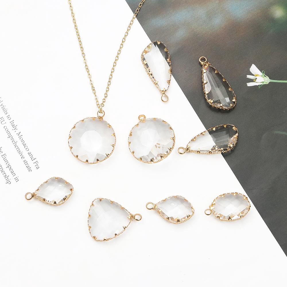 Mặt đá pha lê thủy tinh nhiều hình làm trang sức thủ công