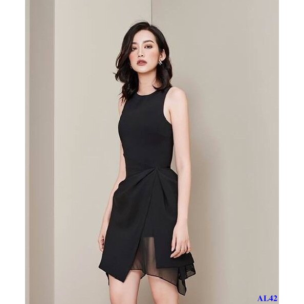 Đầm Dự Tiệc Dáng Xòe Chéo Tà Phối Voan Dễ Thương