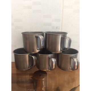 COMBO 5 Ly inox có quai uống nước - Ca làm đá có quai bằng inox - Mikem Shop