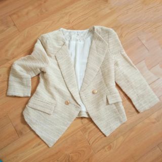 Áo khoác vải tweed ánh nhũ xuất Âu