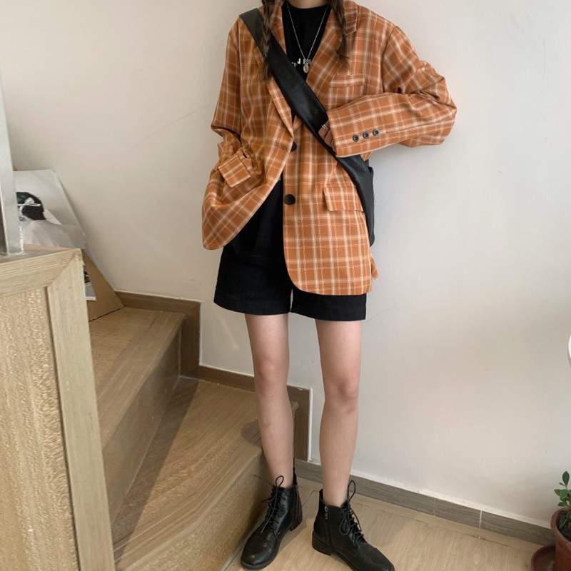 (Hàng Đẹp)Ảnh thật 4 hình cuối-HC317.Áo blazer kẻ caro xuân hè phiên bản mới Hàn Quốc | BigBuy360 - bigbuy360.vn