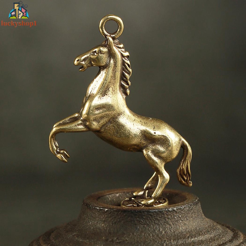 Mini Vintage Brass Portable Horse Pendant Home Office Decor Ornament 100% brand new and high quality