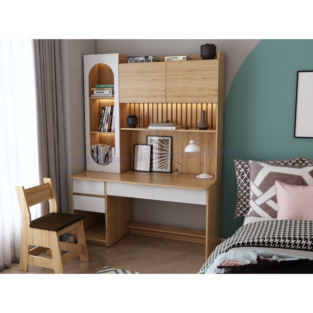 Bàn học- Bàn làm việc BH6806 gắn đèn LED đep cho học sinh - sinh viên