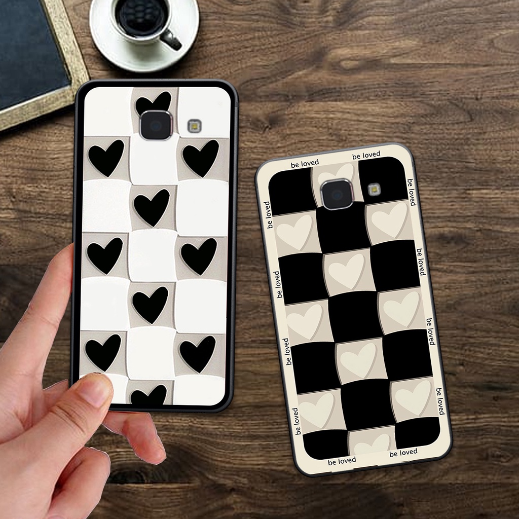 Ốp Samsung J7 Prime / J5 Prime in hình trái tim caro đen trắng , hồng cute xinh xắn dễ thương