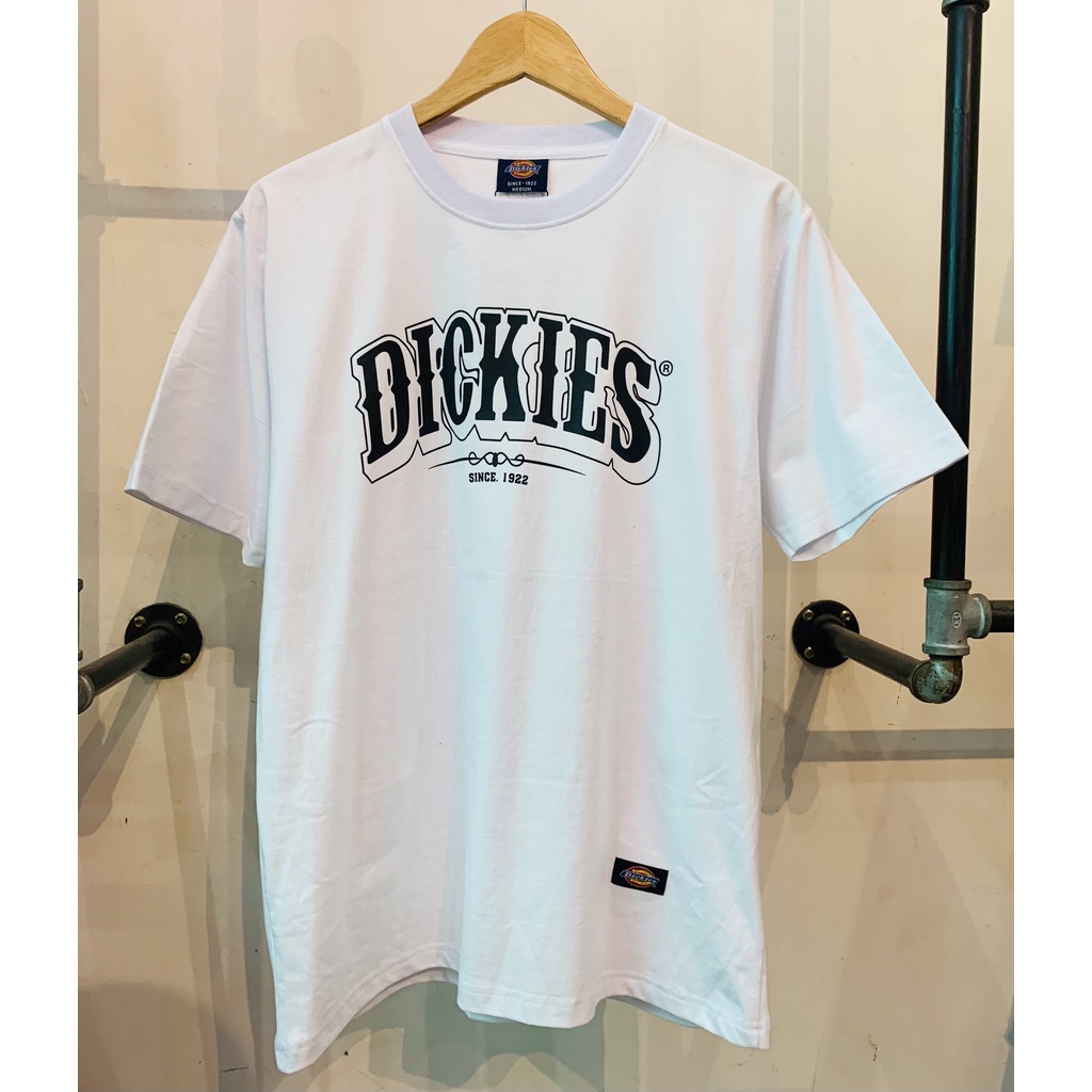 Áo thun trắng cotton Dickies nam nữ unisex form rộng basic in chữ ngực chính hãng - Helistore