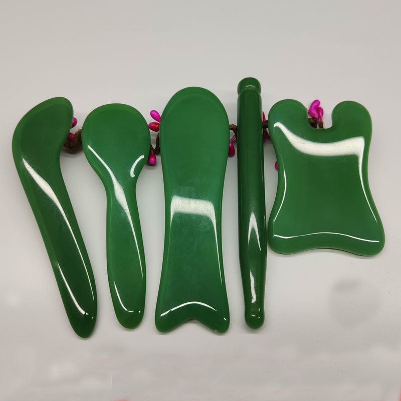 Dụng Cụ Mát Xa Gua Sha Bằng Đá Ngọc Bích Chăm Sóc Da Mặt
