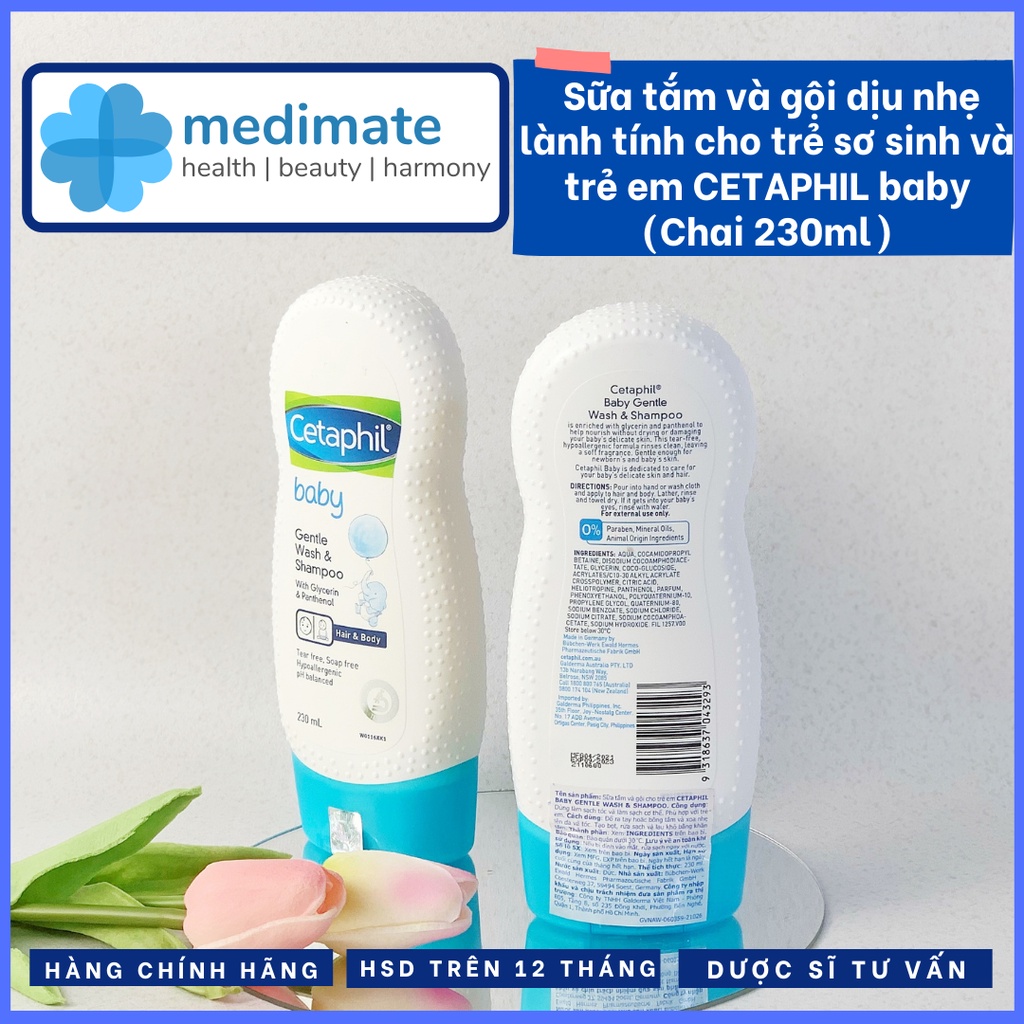 Sữa tắm và gội cho trẻ em CETAPHIL Baby 2 trong 1 dịu nhẹ, an toàn, lành tính cho bé