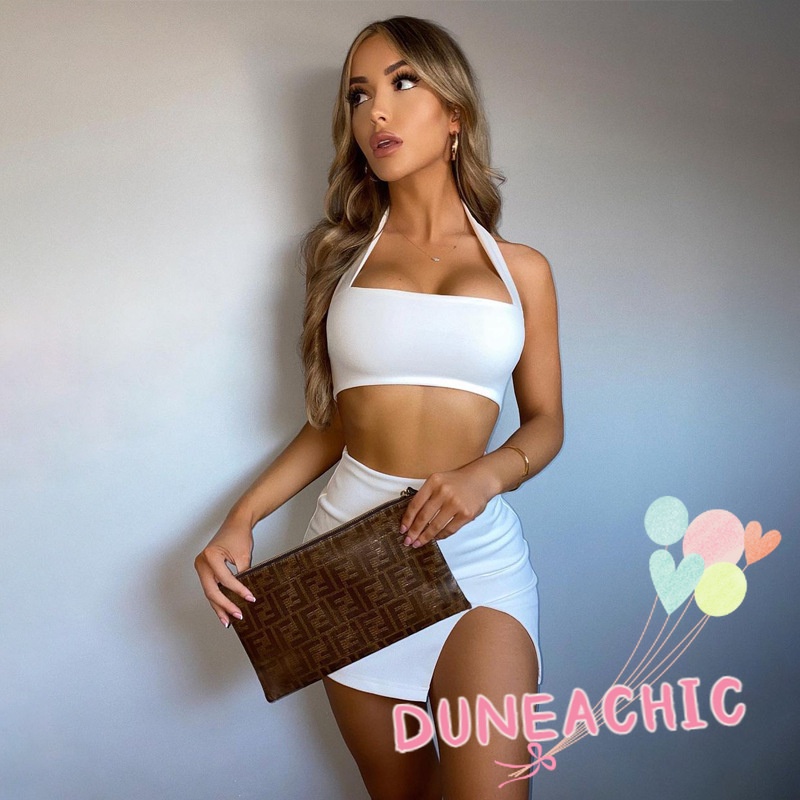 Set đồ DUNEA gồm áo hai dây hở lưng và chân váy xẻ tà quyến rũ dành cho nữ