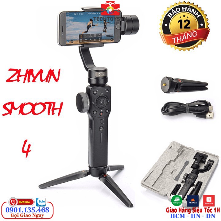 Gimbal Zhiyun Smooth 4 Gậy chống rung cho điện thoại - Hàng Chính Hãng Bảo Hành 12 Tháng - Mới nguyên Seal 100%