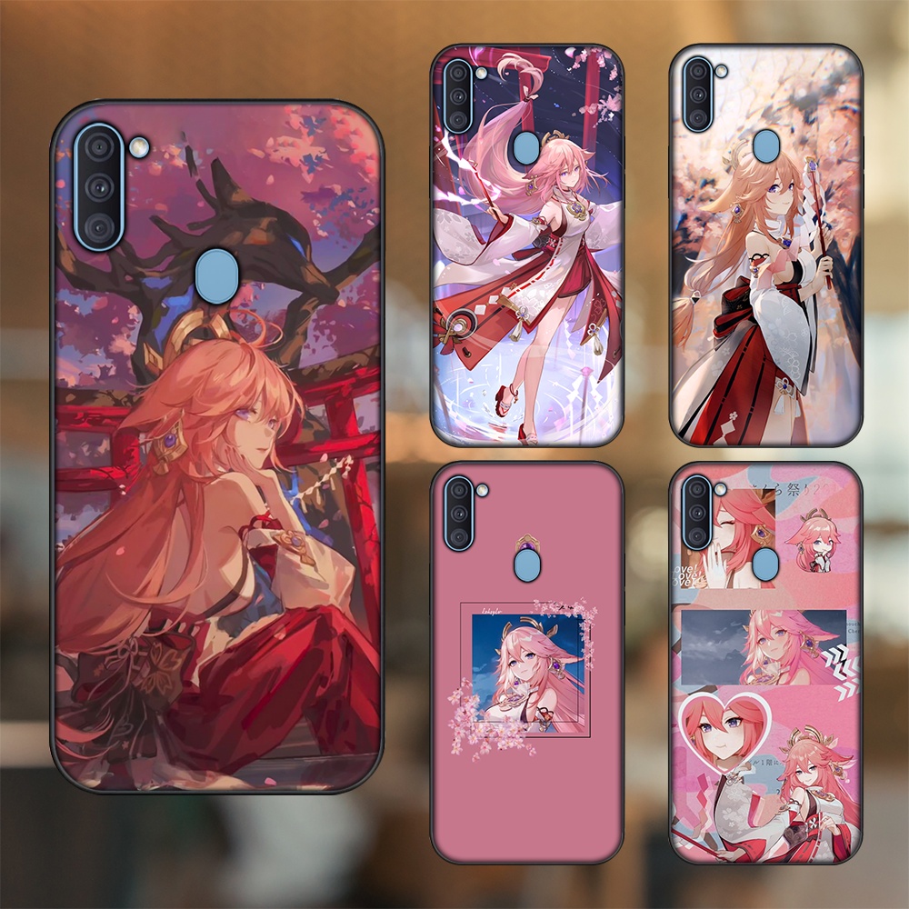 Ốp lưng Samsung A11, M11 viền đen in hình Yae Miko Genshin Impact