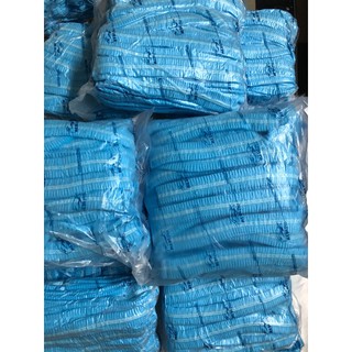 Mũ trùm đầu y tế con sâu cao cấp ép chân không khử trùng - 100 cái màu xanh