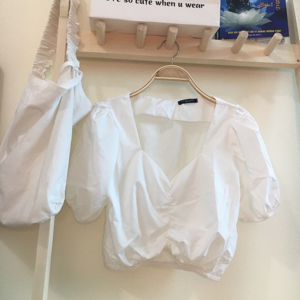 Aó croptop,áo croptop tay bồng,áo tay bồng tiểu thư | BigBuy360 - bigbuy360.vn
