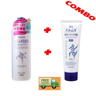 siêu sale (combo sạch da)sữa rửa mặt và nước hoa hồng naturie nhật bản