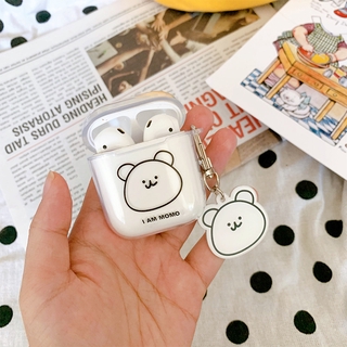 Vỏ Đựng Bảo Vệ Hộp Sạc Tai Nghe Airpods 1 / 2 Kèm Móc Hình Gấu Xinh Xắn