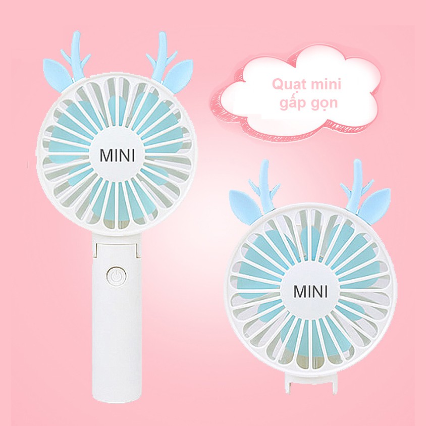 Quạt điện mini cầm tay gấp gọn hình tai thú cưng ( hàng có sẵn)