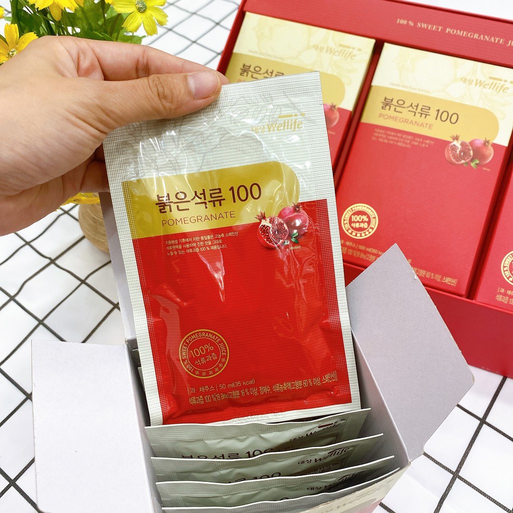 Nước ép lựu đỏ nguyên chất Daesang Wellife hộp 30 gói uống