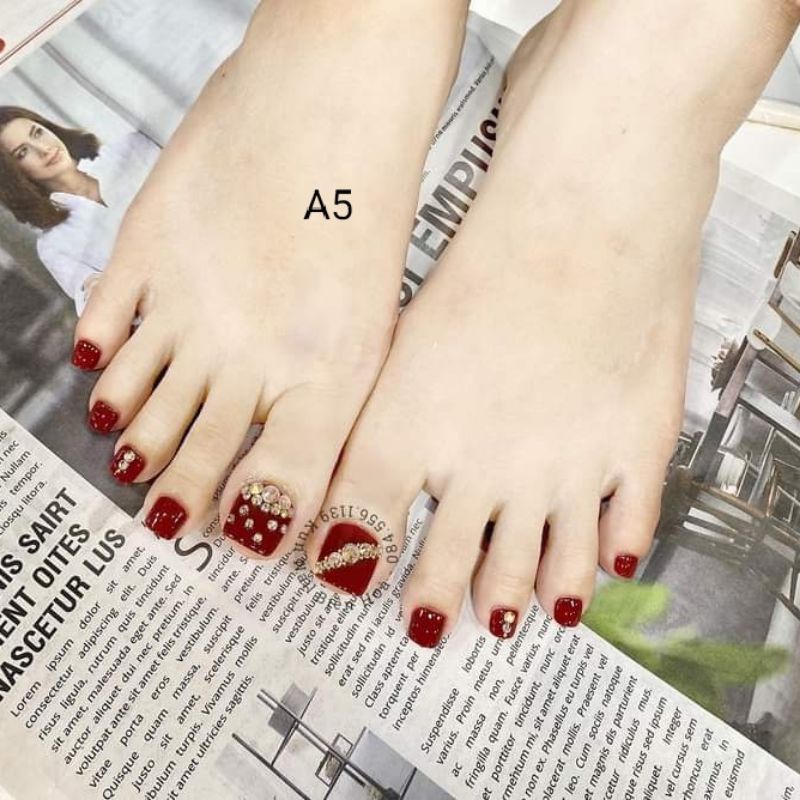 Móng chân giả kèm keo belly nail bộ 24 móng chân giả