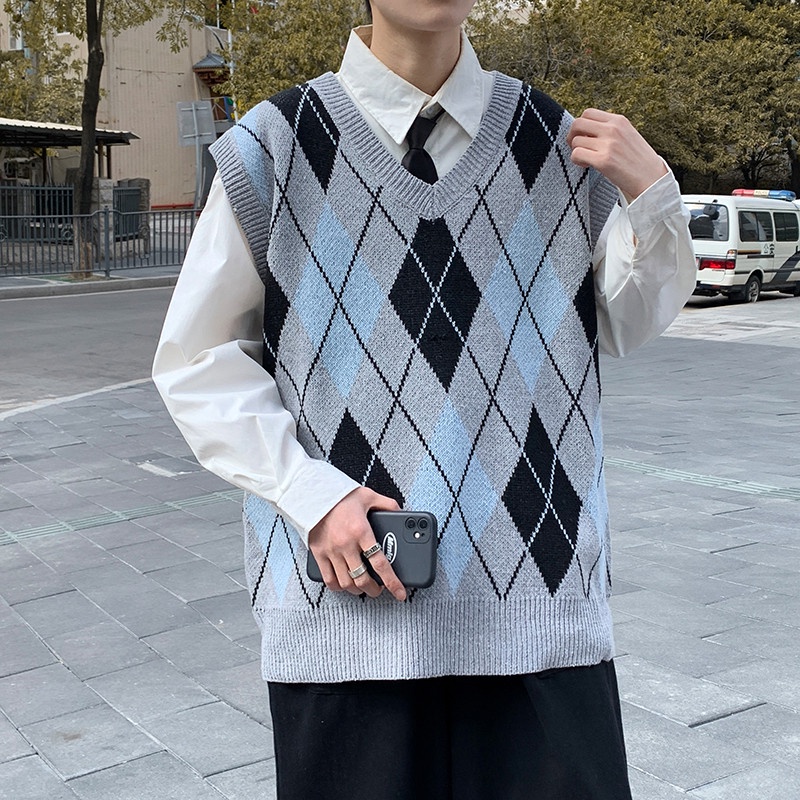 Áo len gile nam form rộng, Áo gile len nam form rộng thời trang Hàn Quốc