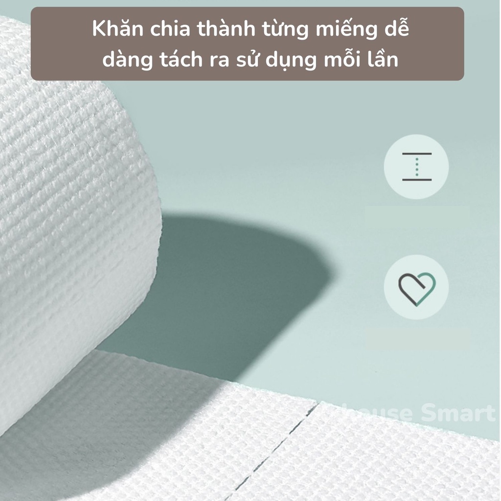 Khăn giấy lau mặt dùng 1 lần cotton cao cấp sợi tự nhiên 100% cuộn to, khăn mặt khô tẩy trang K-house Smart