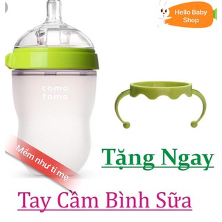 (Tặng tay cầm) Bình sữa Como Silicon siêu mềm 250ml chính hãng