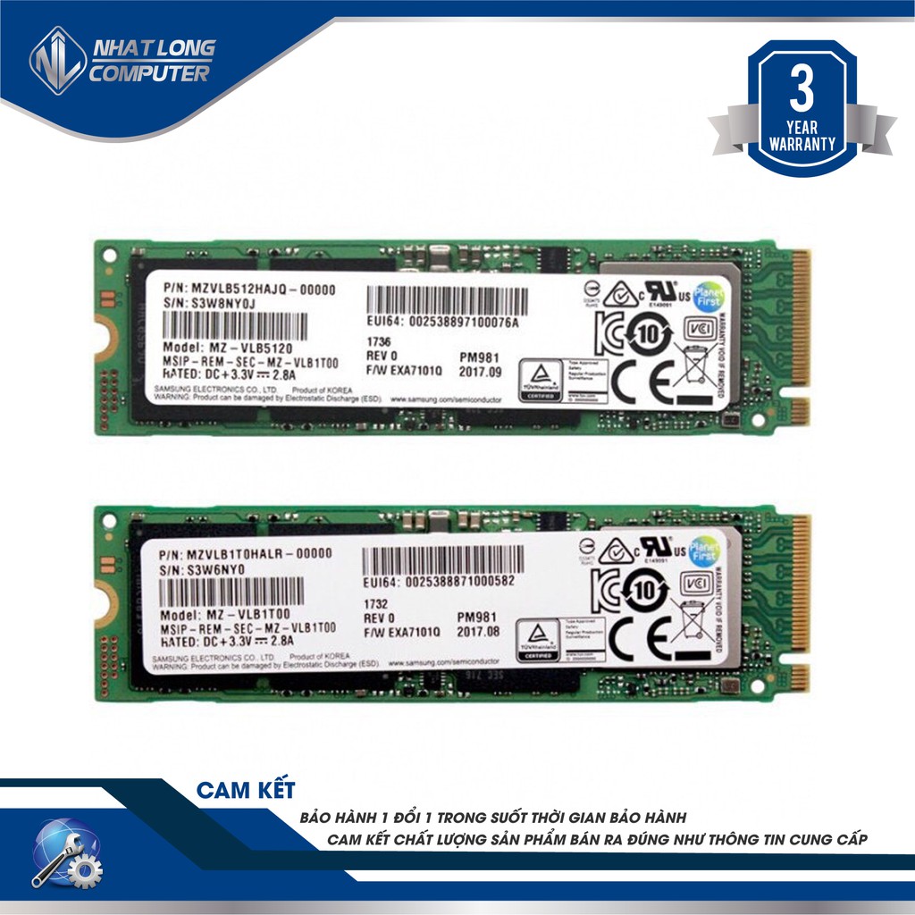 Ổ cứng SSD M2-2280 PCIe 512GB Samsung PM981A NVMe