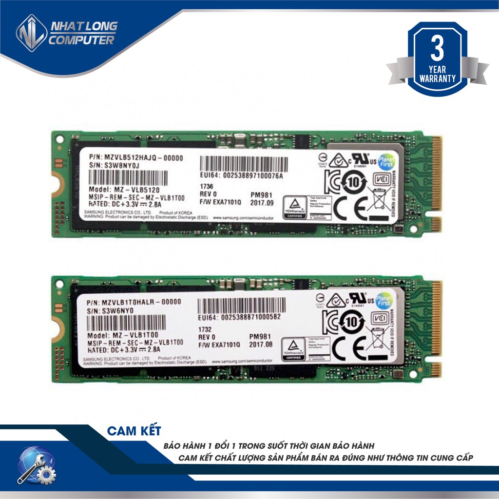 Ổ cứng SSD M2-2280 PCIe 512GB Samsung PM981A NVMe 36T