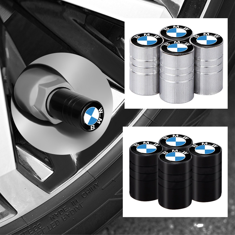 Bộ 4 Nắp Van Khí Bánh Xe Hơi Bằng Nhôm Màu Đen / Bạc Cho BMW E61 E90 E82 E70 E71 E87 E88 E89 X5 X6
