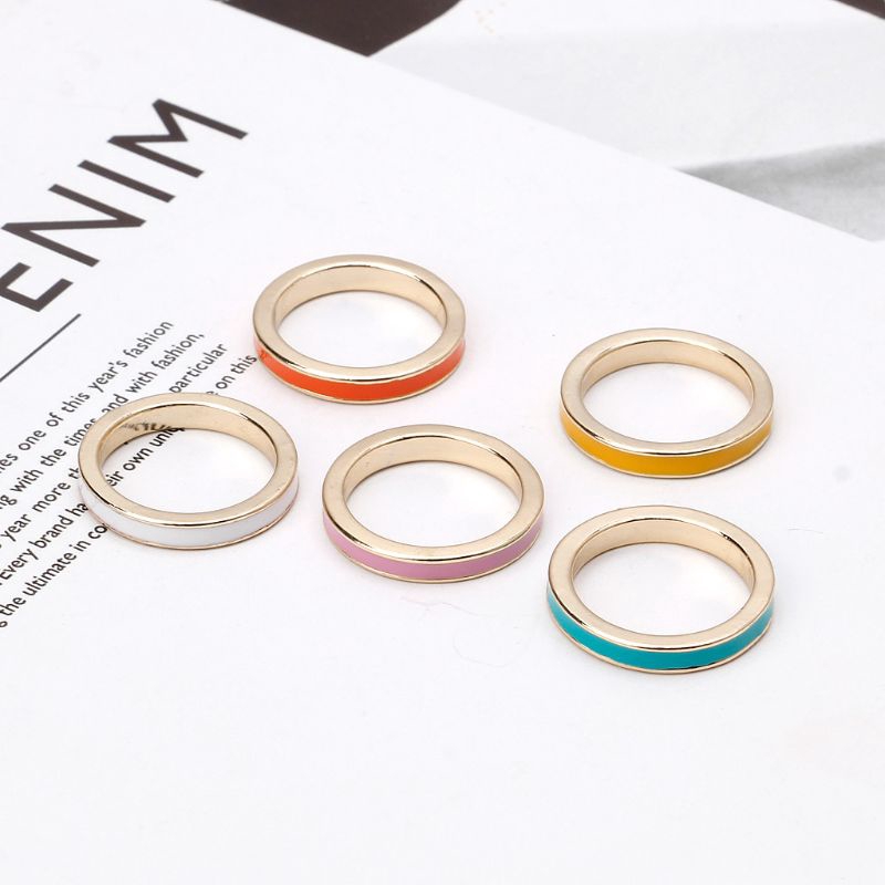 Chiếc nhẫn bản ARIN tráng men màu trắng/hồng/vàng thời trang cho nữ