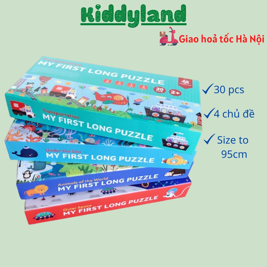 Long Puzzle - Xếp hình mảnh ghép lớn dài 4 chủ đề giao thông, máy bay vũ trụ, động vật, đại dương