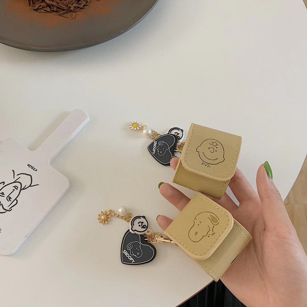 Mềm leather Airpods - Phim hoạt hình Snoopy và Charlie Mặt dây chuyền phù hợp cho Apple Airpods #HG032