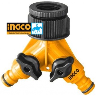 Đầu nối ống nước chia 2 có van đầu vào 27mm ingco hhc1202