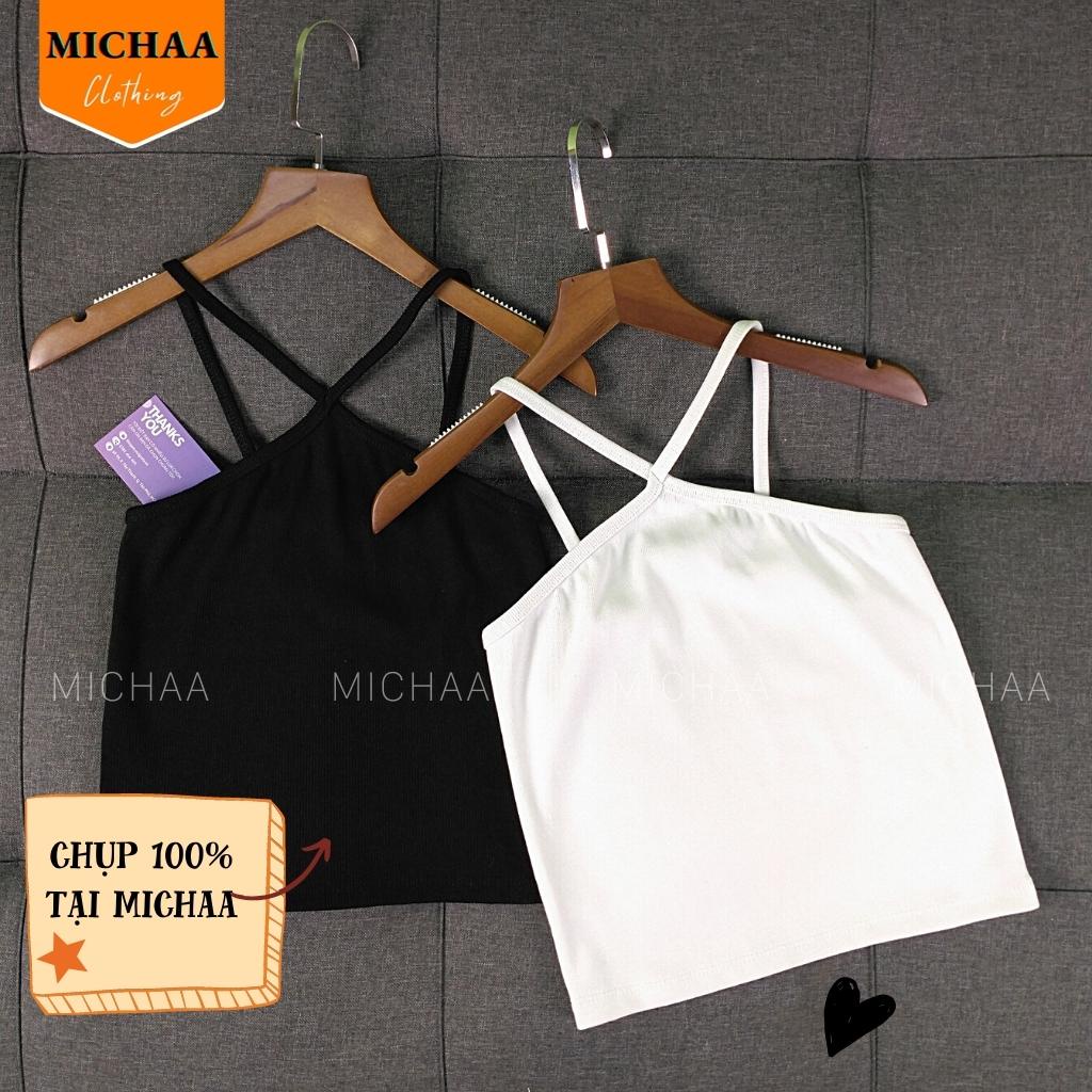 Áo Croptop KiểU YếM 2 DÂY CHÉO MẢNH Nữ Thun Gân, Áo Dây Đắp Chéo Cổ - MICHAA