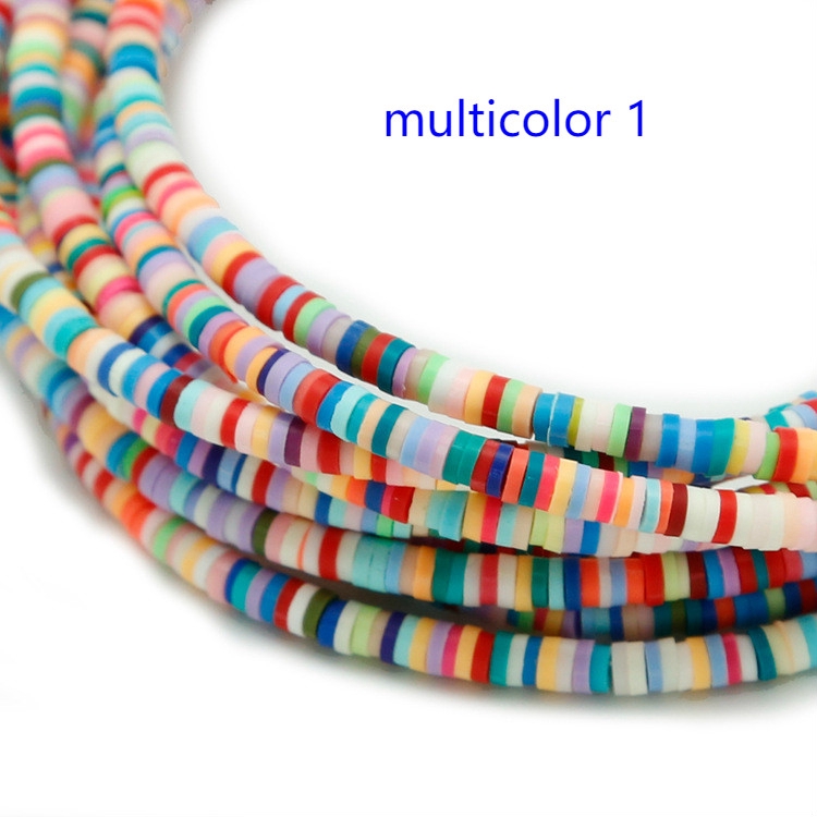 Round Soft Clay Flat Chain Loose Spacer Beads Bracelet Necklace DIY Jewelry Making