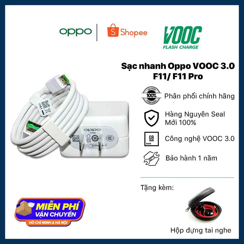 Bộ Sạc Nhanh VOOC 3.0 OPPO F11/ F11 Pro - Cáp VOOC Micro-USB 7 PIN 1M - Hàng Chính Hãng