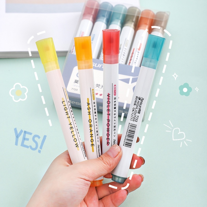 Set 6 cây bút highlight chất liệu nhựa tiện dụng