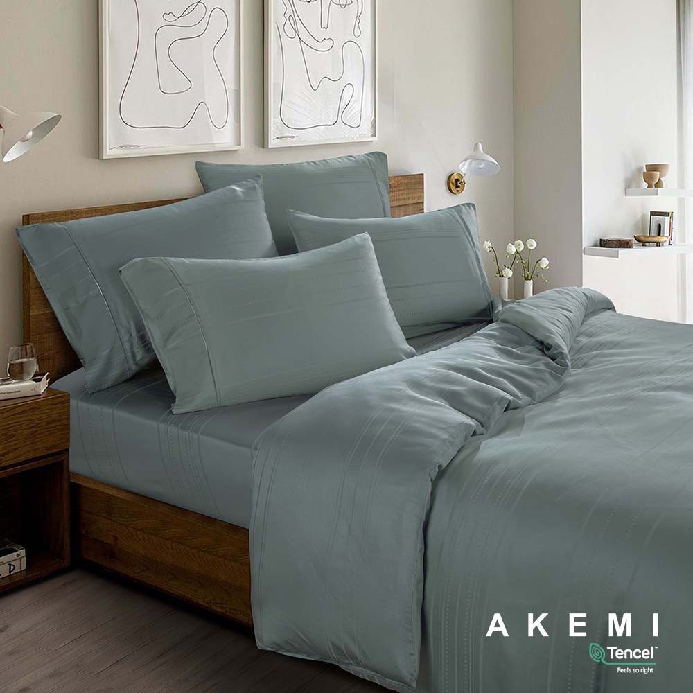 Bộ Ga kèm Vỏ Chăn AKEMI Tencel™ Modal Earnest Enam 880TC-Dani Xanh Nhạt (King/Queen), 6 món