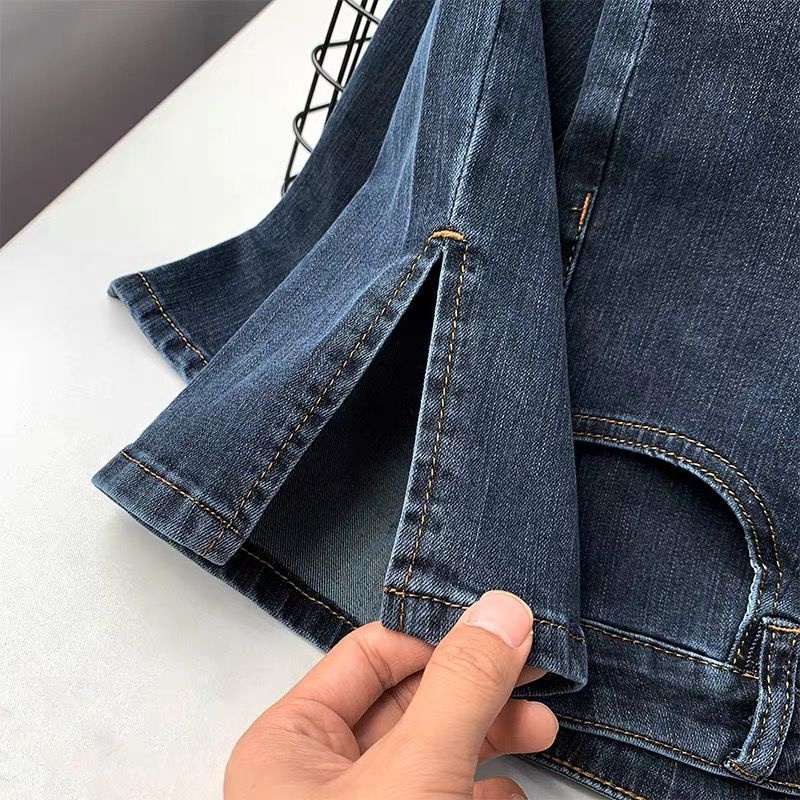 Quần jean dài COZOKC lưng cao dáng rộng thiết kế xẻ tà cá tính