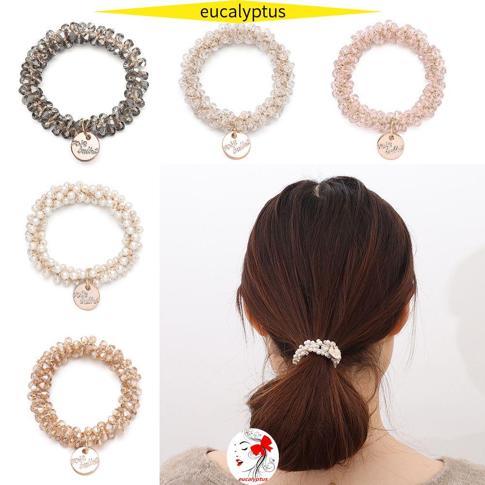 Dây Cột Tóc Co Giãn Đính Hạt Ngọc Trai Nhiều Màu Sắc Cho Nữ