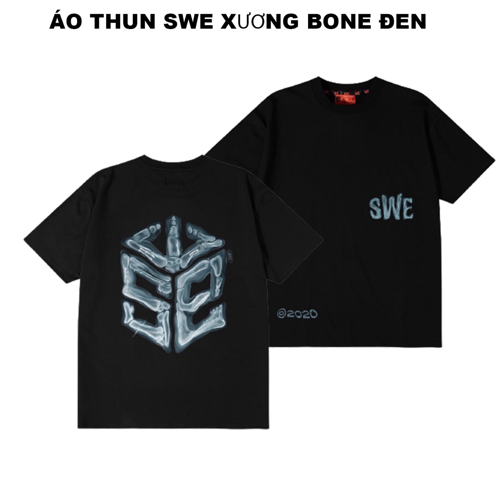 Áo thun S.WE Xương BONE, EGYPT, SUMMER TEE unisex form rộng tay lỡ cổ tròn hai màu Đen - Trắng