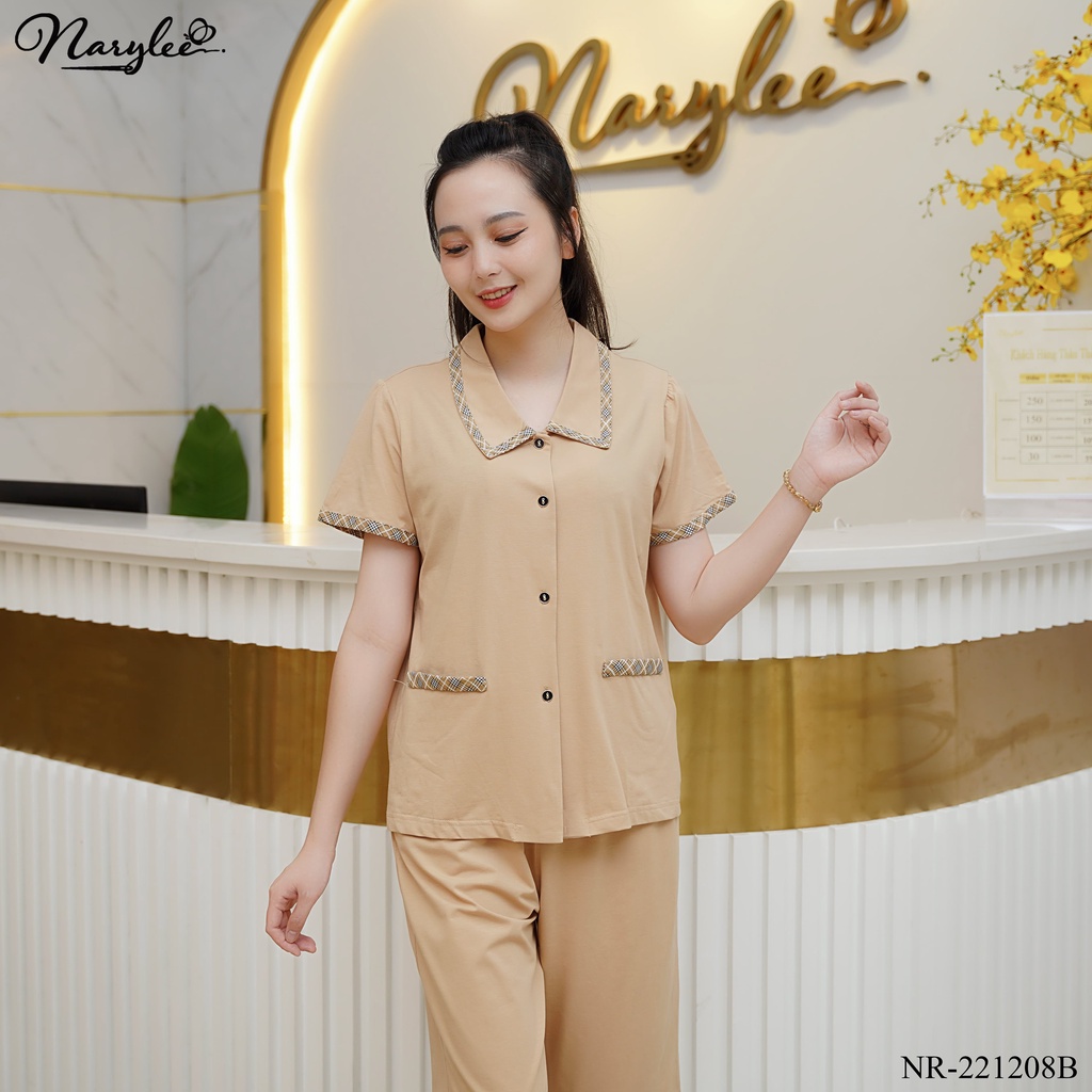 Đồ bộ pyjama mặc nhà nữ cao cấp thương hiệu Narylee chất cotton nhập khẩu mềm mịn chống tia UV kháng khuẩn mã NR221208