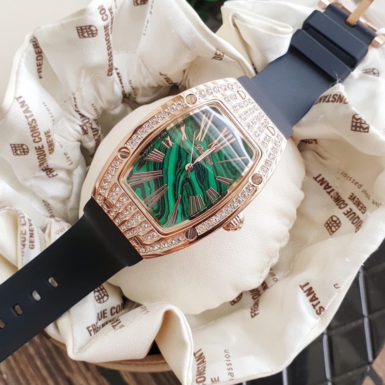 Đồng Hồ Davena Nữ Dây Silicon Đen Rose Gold Authentic 30x38mm