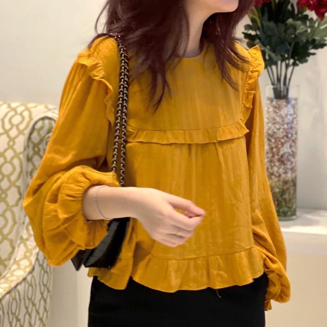 Áo kiểu nữ tay dài phồng form rộng lửng đẹp RUCHAN nhẹ mát thời trang mùa hè
