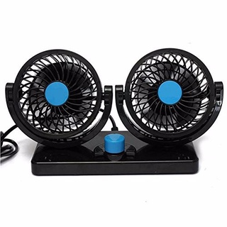 Quạt máy đôi mini 12v, 24v xoay 360 tiện ích trên ô tô, xe hơi cao cấp