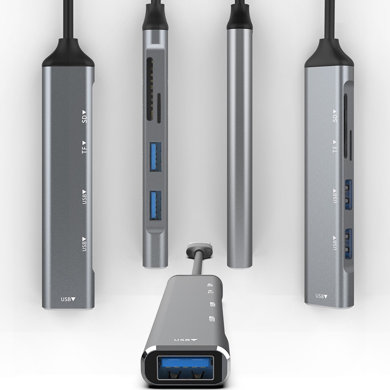 HUB USB 3.0 và HUB Type C Tốc Độ Cao 5 in 1 Hợp Kim Nhôm Cao Cấp Tương Thích Các Dòng Máy Window10.8.7, Vista, Macbook..