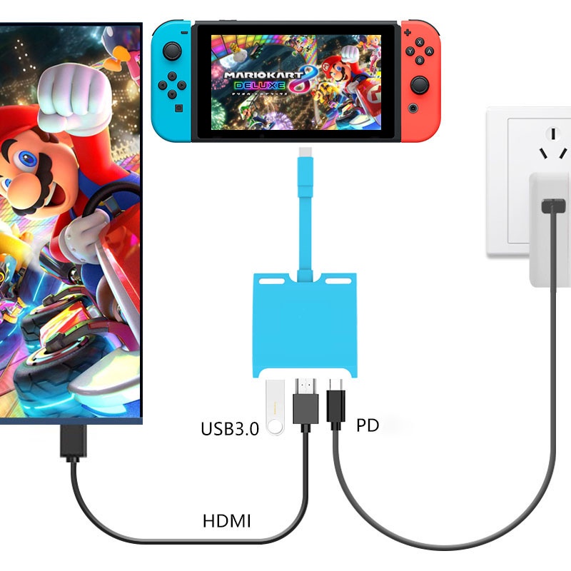 Đế Sạc Chuyển Đổi 3 Trong 1 TV USB c Sang TV HDMI PD USB 3.0 Cho Nintendo Switch &amp; Switch Oled