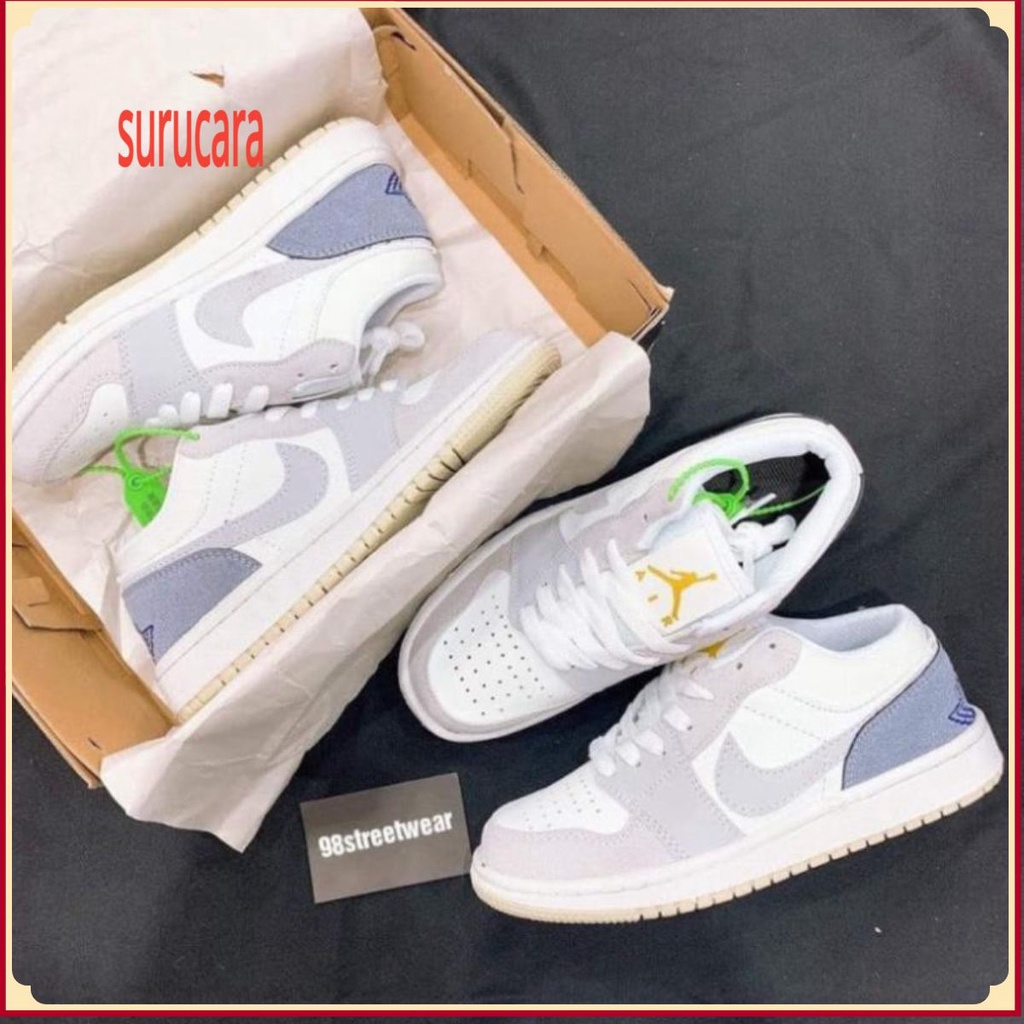 (surucara)Giày thể thao AIR JORDAN 1 Low Paris thấp cổ màu xám xanh cực đẹp