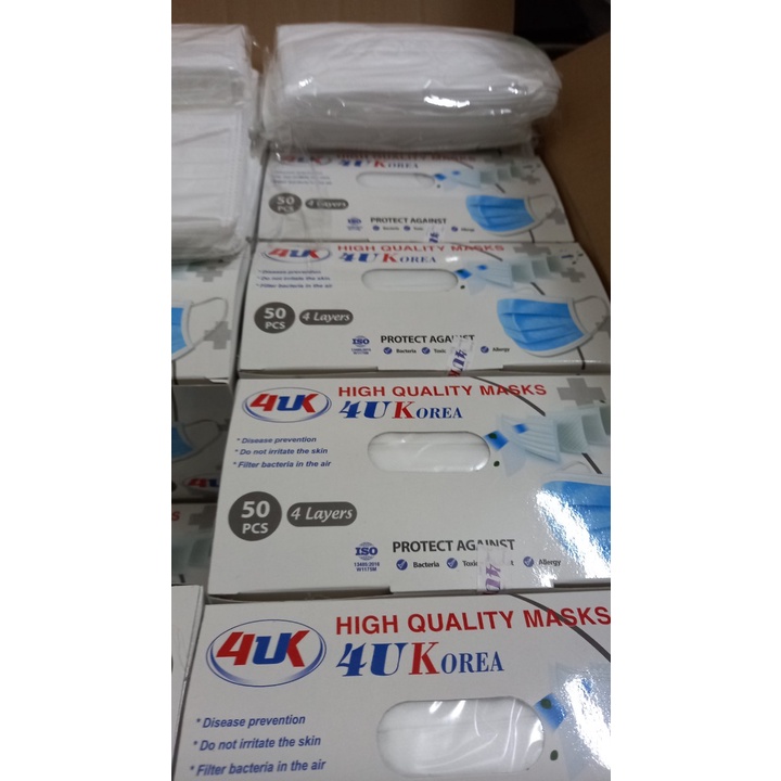 SỈ THÙNG - 50 HỘP, HỘP 50 CÁI KHẨU TRANG 4U KOREA 4 LỚP  - CÓ THỂ MIX MÀU